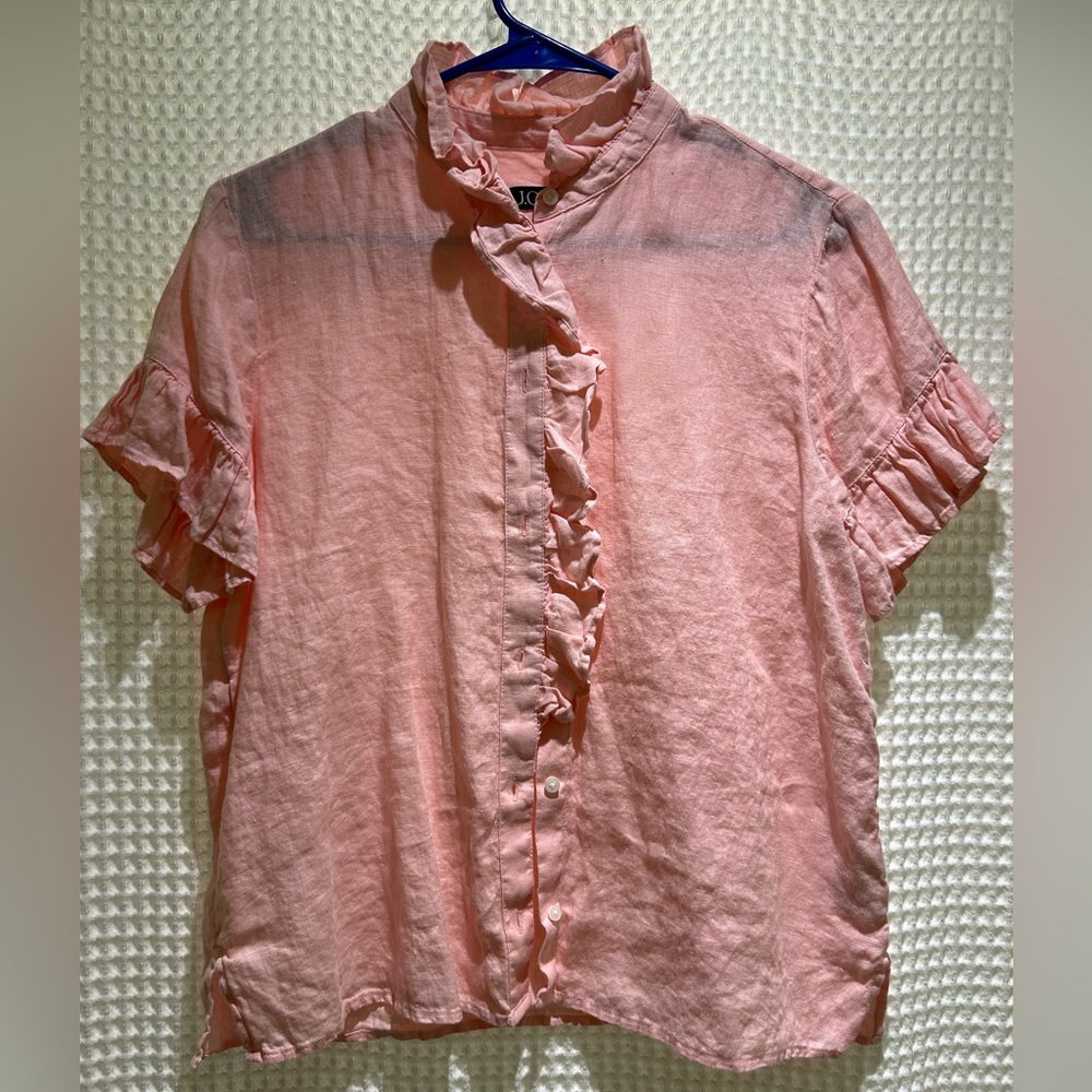 JCrew Linen ruffle blouse